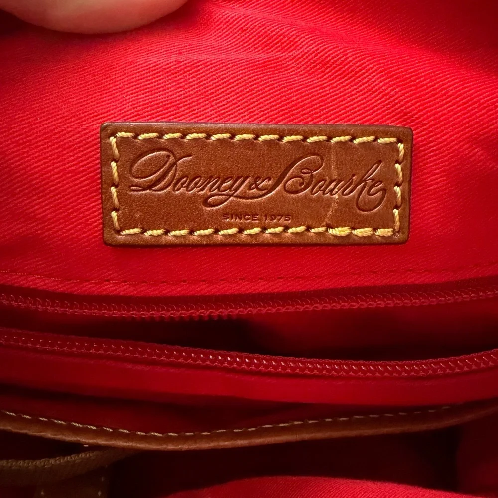 Dooney & Bourke Brown Pebble Leather Bristol Bag w/ Red Lining EUC!!! - Picture 7 of 12